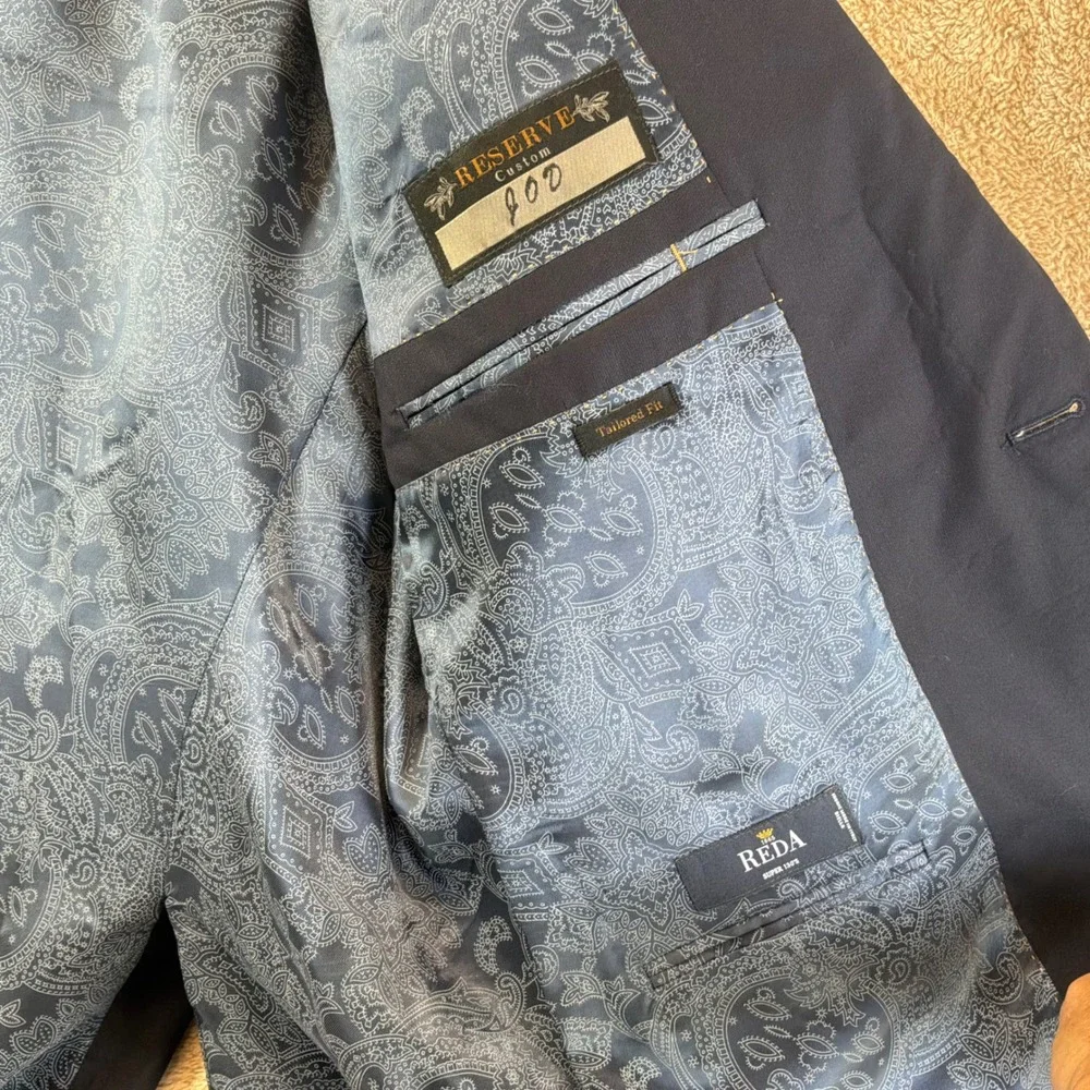 Jos. A. Bank Reserve Navy Blue Wool Blazer Gold Crest Buttons 44R Made in USA